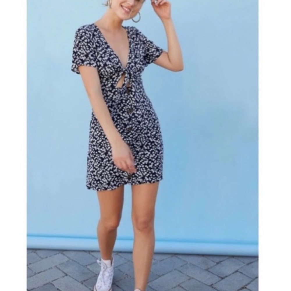 Lottie Moss blue floral peekaboo sun dress
